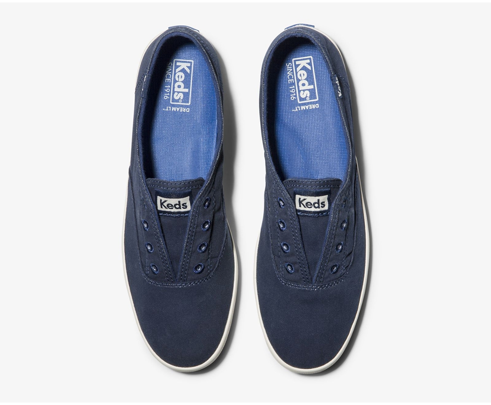 Keds Slip Ons Blue - Chillax Seasonal Washable - Womens JMTNCF-032